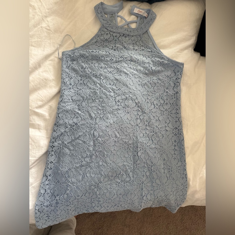 Light Blue Lace Halter dress